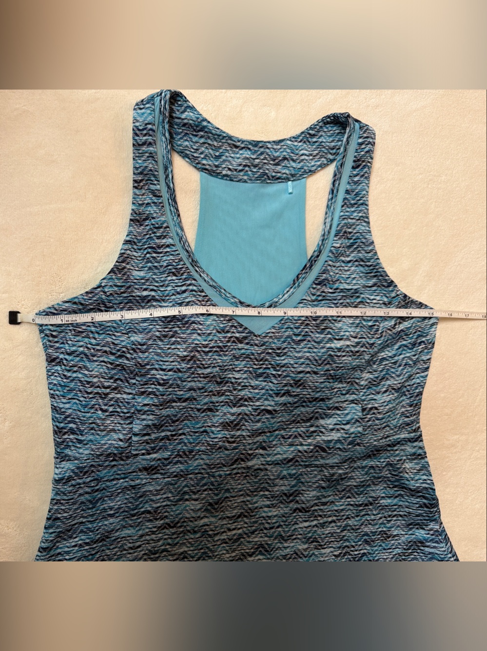 Blue Patterned Racerback Dress - Picture 5 of 7